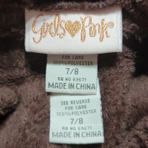 Girls Love Pink Super Soft Dark Brown Teddy Bear Pajama Set - Size 7/8 - Picture 8 of 8